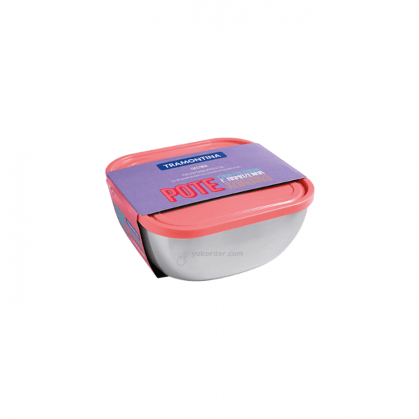 Tramontina - Square Container with Salmon Plastic LID 16cm