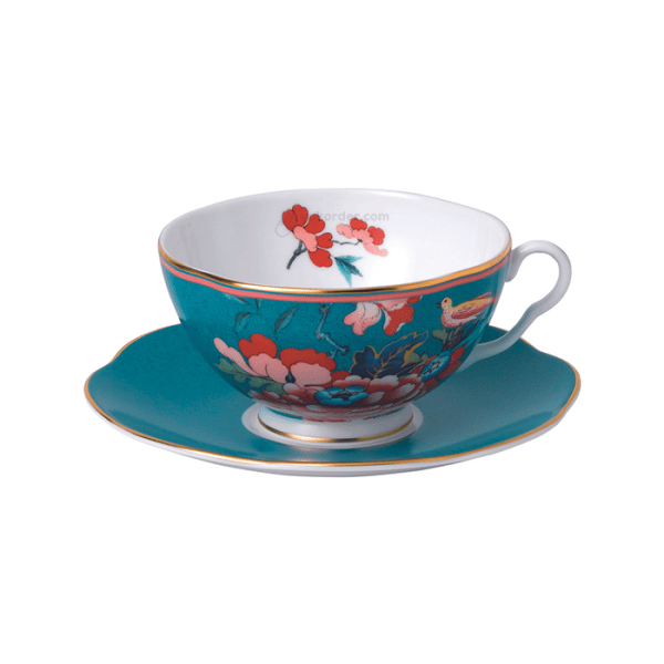 Wedgwood Paeonia Blush - Teacup & Saucer Green BXD