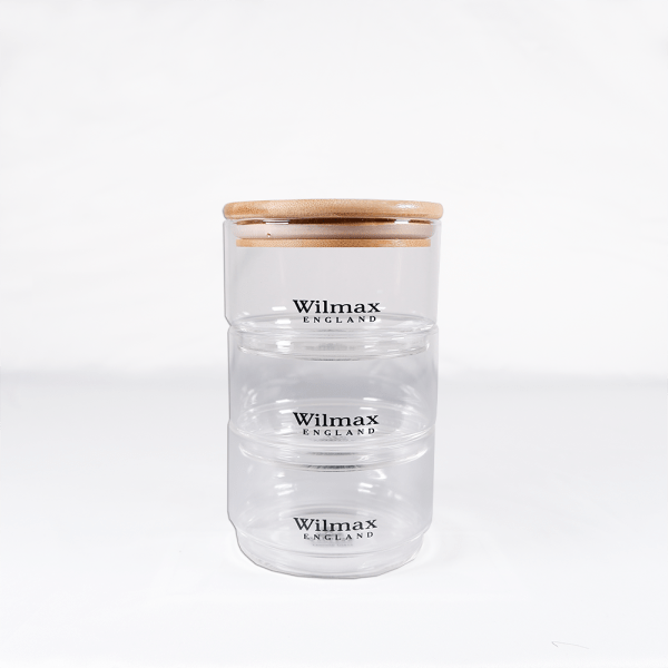 Wilmax 3 Tier Jar/Stoples With Bamboo Lid (10x18,5cm) | WL-888521/A - Image 2