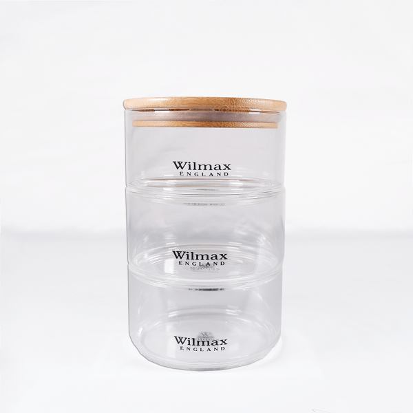 Wilmax 3 Tier Jar/Stoples With Bamboo Lid (12x20cm) | WL-888522/A - Image 2