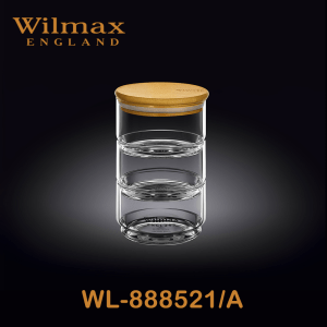 Wilmax 3 Tier Jar/Stoples With Bambo Lid (10x18,5cm) | WL-888521/A