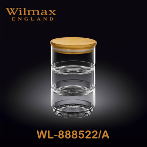 Wilmax 3 Tier Jar/Stoples With Bambo Lid (12x20cm) | WL-888522/A