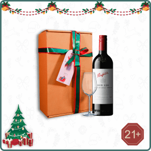 Paket Natal/Hampers Natal Wine - Penfolds Bin 128 + Gelas Wine - Decanter Wine