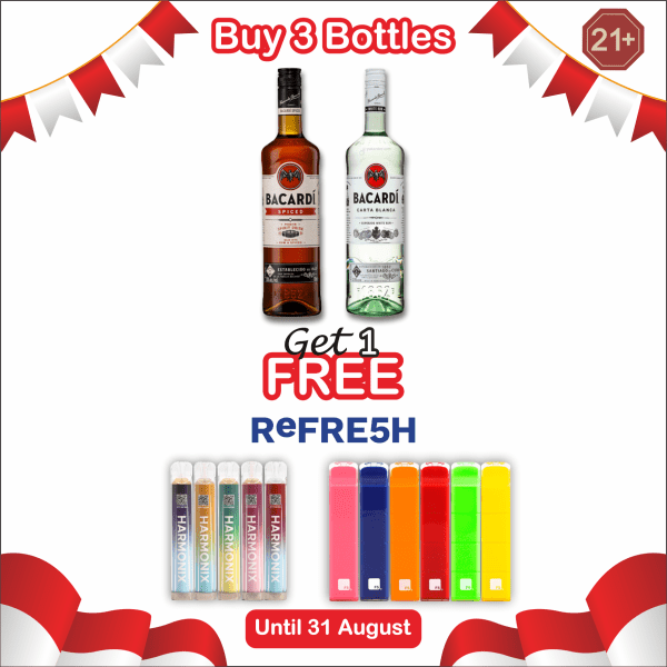 Bacardi (Lokal) - Buy 3 Botol Free 1 Pcs REFRE5H Cubeats/Harmonic