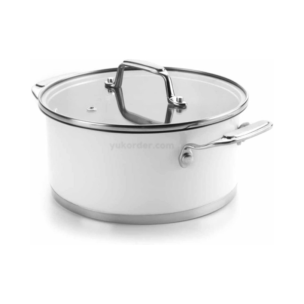 Lacor Casserole With Glass Lid Warna Putih 24 cm