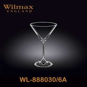 Wilmax Martini Glass 9 fl oz 270 ml Set of 6 In Plain | WL-888030/6A (1 Set isi 6)