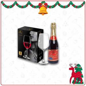 HAMPERS Wilmax Wine Glass 26 fl oz 770ml Set of 2 ICB| WL‑888000/2C (1 SET ISI 2) - FREE 1 BOTOL HAW RED GRAPE/ WHITE GRAPE