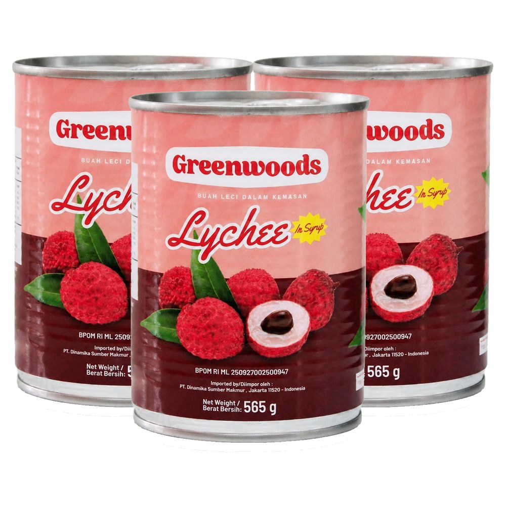 Greenwoods Lychee - buah kemasan / kaleng rasa leci 565 gram